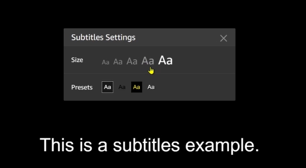 subtitiles settings on prime video