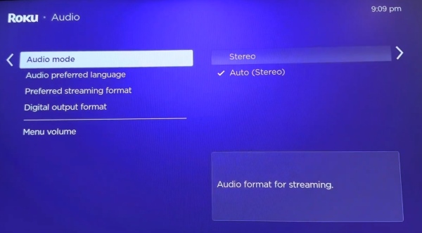switch audio mode on roku