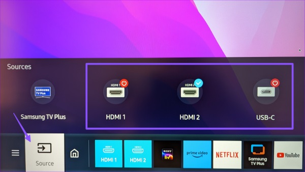 switch hdmi source on tv