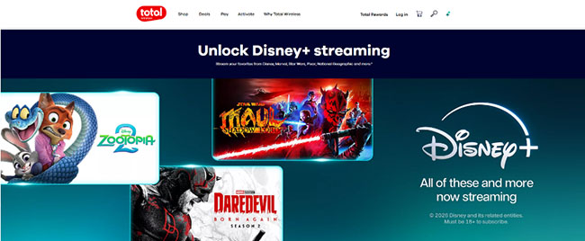 unlock disney plus streaming free with totalwireless