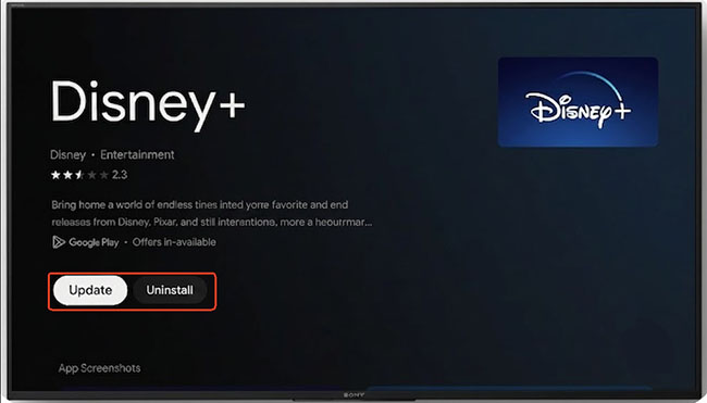 update uninstall disney plus on tv