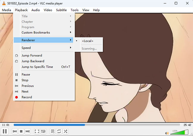 use vlc renderer to cast local video