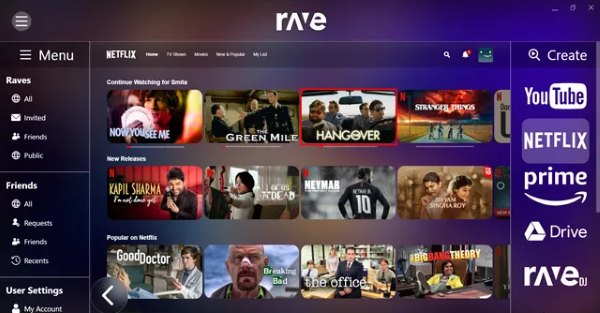 watch netflix with friends in rave