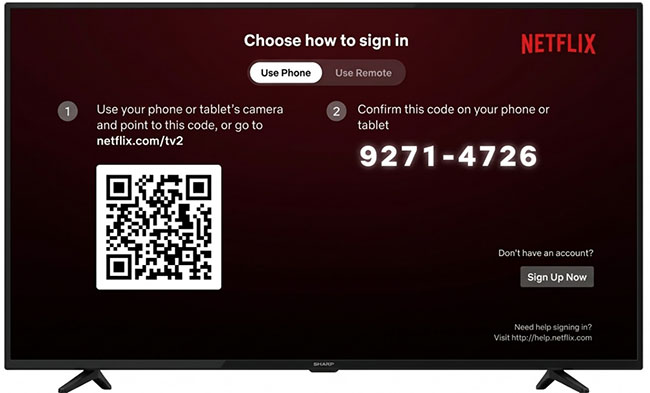 ways to log into netflix on sharp tv
