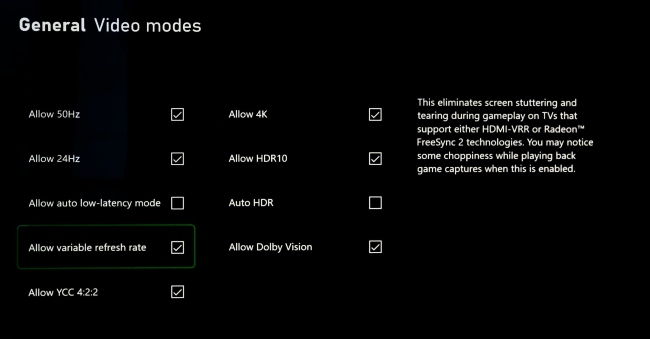 xbox video modes