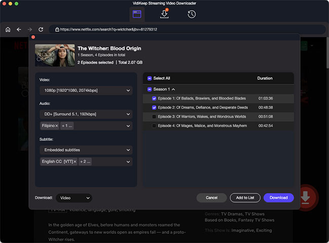 adjust netflix output download settings on mac